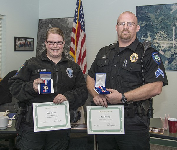 Forks Police Department officer Julie Goode and Sgt. Mike Rowley.