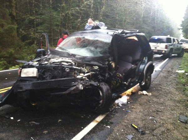 One of the vehicles involved in an accident on LaPush Road this morning