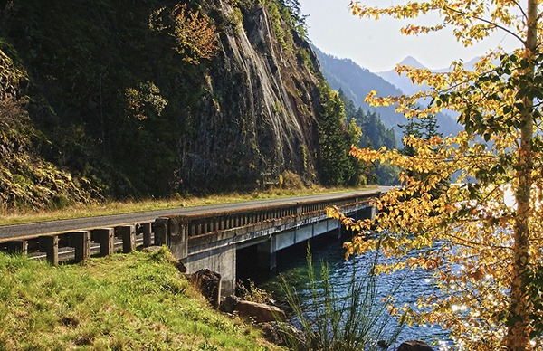 The road around Lake Crescent.