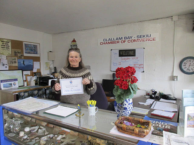 Karin Ashton, on the job at the Clallam Bay-Sekiu Visitor Center.