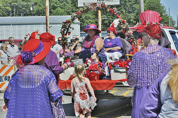 The Red Hat Ladies were having fun during the 2018 Fun Days Parade!