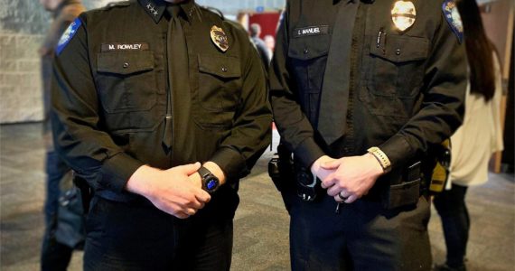 New officer
Forks Police Chief Mike Rowley, on the left, is seen here with new FPD officer Izaak Manuel. Manuel recently graduated from the Police Academy/Washington State Criminal Justice Training Commission in Burien and is now out on patrol in the community. Submitted Photo