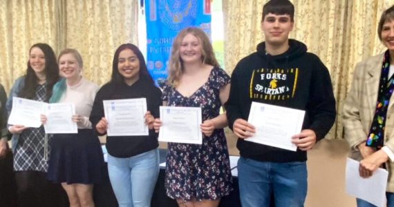 Sue Trettevik on left and Rosemary Sternbeck far-right, SIORF scholarship committee, are pictured with this year’s scholarship recipients: Isabelle Cavill, Sarah Curtis, Maribel Davila-Greene, Kyrissa Duncan, and Austin Graham. Not pictured: Victoria Donoghue, Holly Hillcar. Submitted Photos