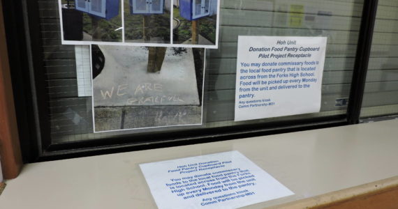 This notice with information about the student food pantry went up recently at Olympic Corrections Center after those incarcerated there wanted to contribute.