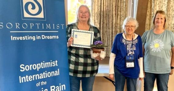 Soroptimist International of the Olympic Rain Forest welcomed Linda George as a new member at the October meeting. Pictured with Linda are SIORF members Cathy Harner and Carin Hirsch. Submitted photo