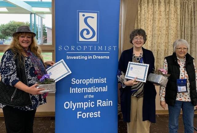 Soroptimist International of the Olympic Rain Forest welcomed two new members: Sefla Fuhrman, left, and Janis Flagg, middle. SIORF membership chair, Cathy Harner is pictured on the right. Submitted photo