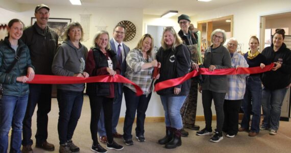 Chamber members, Ginger’s Closet and Disaster Relief Board members, and volunteers gathered last Friday afternoon for a Forks Chamber of Commerce Ribbon Cutting Ceremony. Center photo Executive Director of Ginger’s Closet Layla Rawls and Executive Director Forks Chamber Lissy Andros cut the ribbon. In the photo (L-R)Kari Larson, Bruce Paul, Lori Crippen, Desi Dilley, Mark Gustafson, Rawls and Andros, Gil Olson, Linda Keen, Linda Wells, Tiffany Straza, and Sena Engeseth.
After a 10-month closure during COVID, a renaming, and a new opening at 170 Sol Duc Way the non-profit has been busy. So far this year they have given over $9,500 in cash aid and over $20,000 in voucher credit. Photo Christi Baron