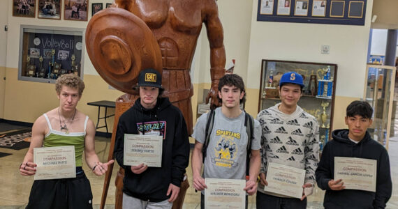 Forks High School celebrated November Students of Character with goodies, stickers, and certificates. It was a small group but these 6 students were recognized for their “Compassion”. Left: Michael Pitts, Jeremy Hutto, Walker Rondeau, Donald Colfax, Darinel Garcia-Lopez. Not pictured Hunter Dent. Submitted photo