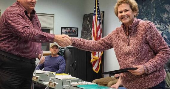 During the public comment period, Jim Fetzer, General Manager of Clallam Transit presented Juanita Weissenfels with a plaque and words of appreciation for her dedication to serving on the Clallam Transit Board for 12 years. “She has been a great advocate for Forks, we will miss her,” Fetzer said. He also shared the importance of the west end having a voice on the CTS board. Submitted photos