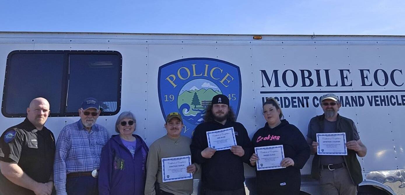 Forks Police Chief Mike Rowley, Joe and Linda Offutt, and Graduates of the first Forks Citizen Academy - Jonathan Hamlin, Mike Blair, Megan Cloud, and Armistead Coleman. According to the students, the class was “very informative” and “helpful” - besides being fun. Chief Rowley hopes to present another class in a few months. Submitted Photo