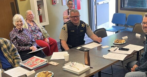 Clallam County Sheriff Brian King and Clallam County Commissioner Mike French attended the May 1 meeting of Friends of Forks Animals to discuss some issues that have plagued FOFA for some time now. Local Veterinarian Dr. Pat Dowell also joined the meeting. Included in the discussion were county animals being placed in the city shelter, OPHS’s perceived reluctance to accept unclaimed West End animals, the lack of Animal Control on the West End, and the breakdown of communication among the county, the city, and FOFA. It was a productive meeting and will hopefully result in better care for West End pets, especially those who have lost their owners. Submitted Photos