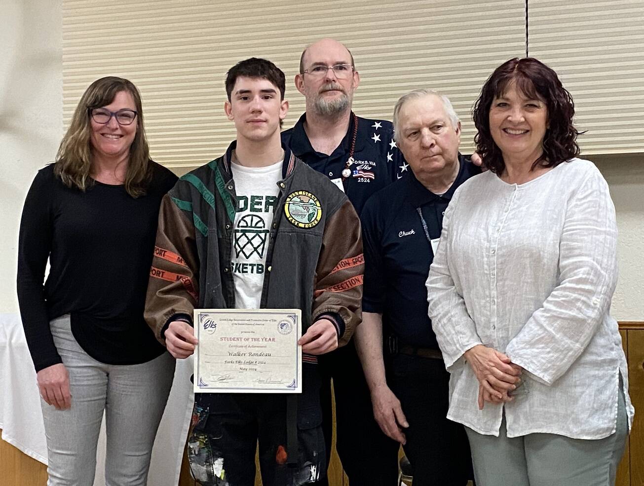 Walker Rondeau and Janessa Ramos were named students of the year. Pictured are FHS Principal Brenda King, Walker, Elks members ER Darel Maxfield, and Chuck Jennings, and FHS Registrar Deanna Shaw. Janessa is not pictured. Submitted Photos