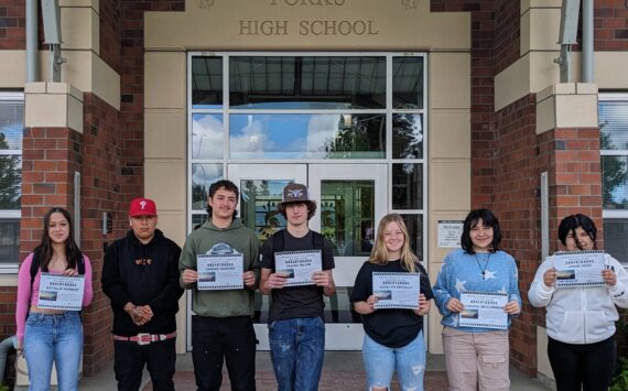 Forks High School’s final Student of Character selections represented students who were adventurous. L to R Natalie Horejsi, Shiaz Ward, Adrian Sanchez, Isaiah Meyer, Katelyn Pressley, Sabrina McCommon, Amari Penn. Not pictured-Kendsie Thompson. Submitted photo