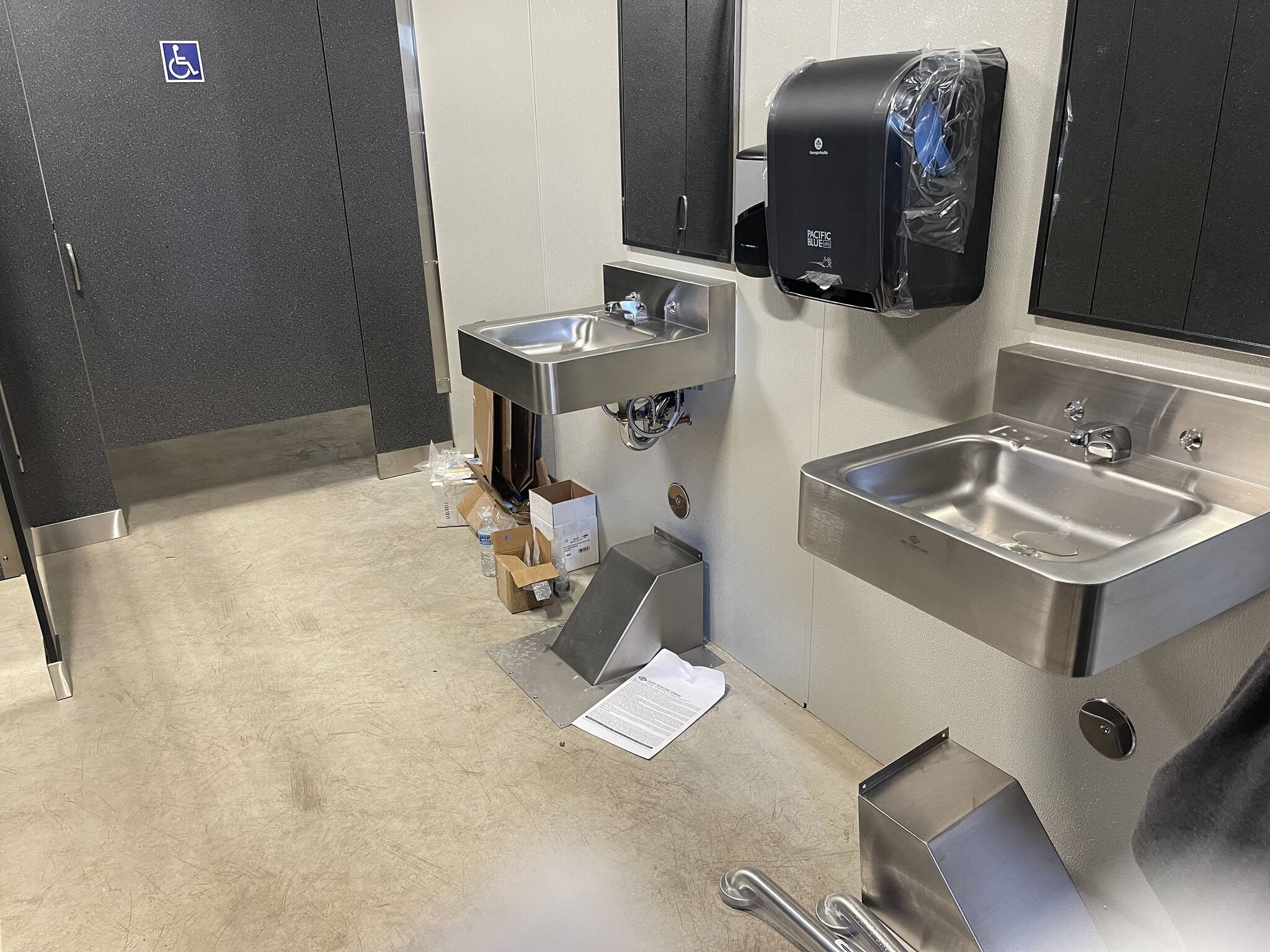 The Spartan Stadium bathrooms are almost completed and will offer no fancy attendant or gold anything, but they will serve their purpose. Photo Christi Baron