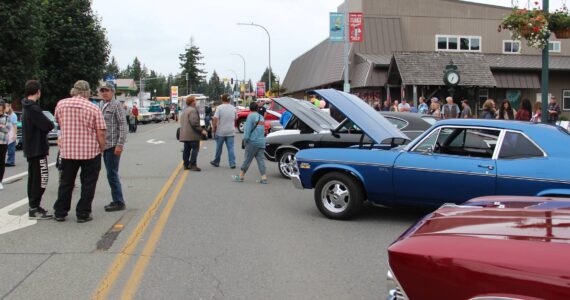 Cars lined Forks Avenue Saturday night as people checked them out.