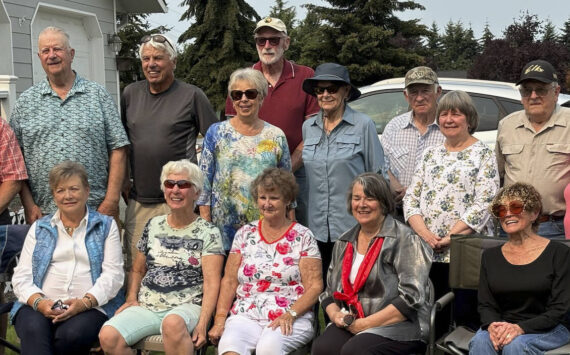 The FHS Class of 1961 had their reunion on Saturday, September 6, 2024, in Carlsborg, WA at the home of Art Kelm.
It was a beautiful, warm PNW day and all enjoyed food, friends, and lots of laughs.
Back row L-R: Art Kelm, Gary Morningstar, Al Kitchel, Shirley (Warren) Mast, Bob Medsker, Beth (Barlow) Velie, Frank Rogers, Marcia (Mackey) Smith, Glen King, Sue (Whitehead) Henson.
Front row L-R: Rosie Post, Linda (Christopherson) Ulin, Betty (Brager) Kitchel, Gail (Cook) Windle, Diane Durboraw, Judy Jones (Dean). Submitted photo