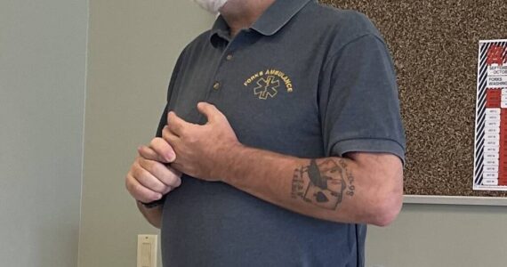 Forks EMT Tim Wade makes a point at the BGC meeting last week. Photos Christi Baron