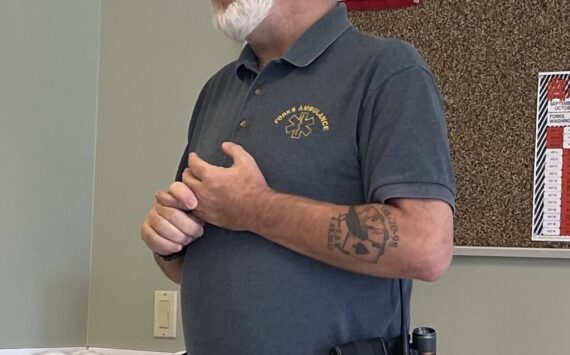 Forks EMT Tim Wade makes a point at the BGC meeting last week. Photos Christi Baron