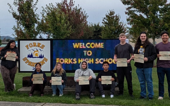 September may be a busy month at the high school, yet these students were recognized as being “Calm,” September’s Student of Character trait. Staff selected the following students as being Calm- not showing or feeling nervousness, anger, or other strong emotions. R to L Ivan Rivera, Trentston Pope, Conner Roberts, Nery Jeronimo-Ramirez, Gabe Desroisiers. Peyton Johnson, Dema Martin-Mendoza and Maggie Sifuentes. Not pictured: Trystan Imel, Colton Hunt, Antonio Gomez, Cassidy Garcia, and Brody Lausche. Students received a certificate, and treats and will be recognized at the next assembly. Submitted Photo