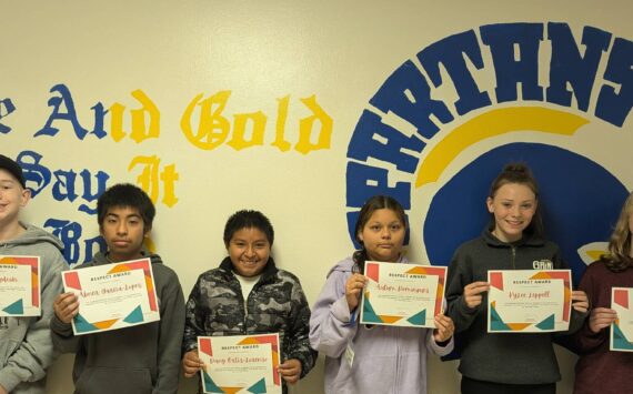 These students were selected by Forks Middle School staff to represent Respect for the month of September. (L-R) Cody Gaydeski, Abner Garcia-Lopez, Dany Ortiz-Lorenze, Autumn Dominguez, Kylee Leppell and Sofia Huling.