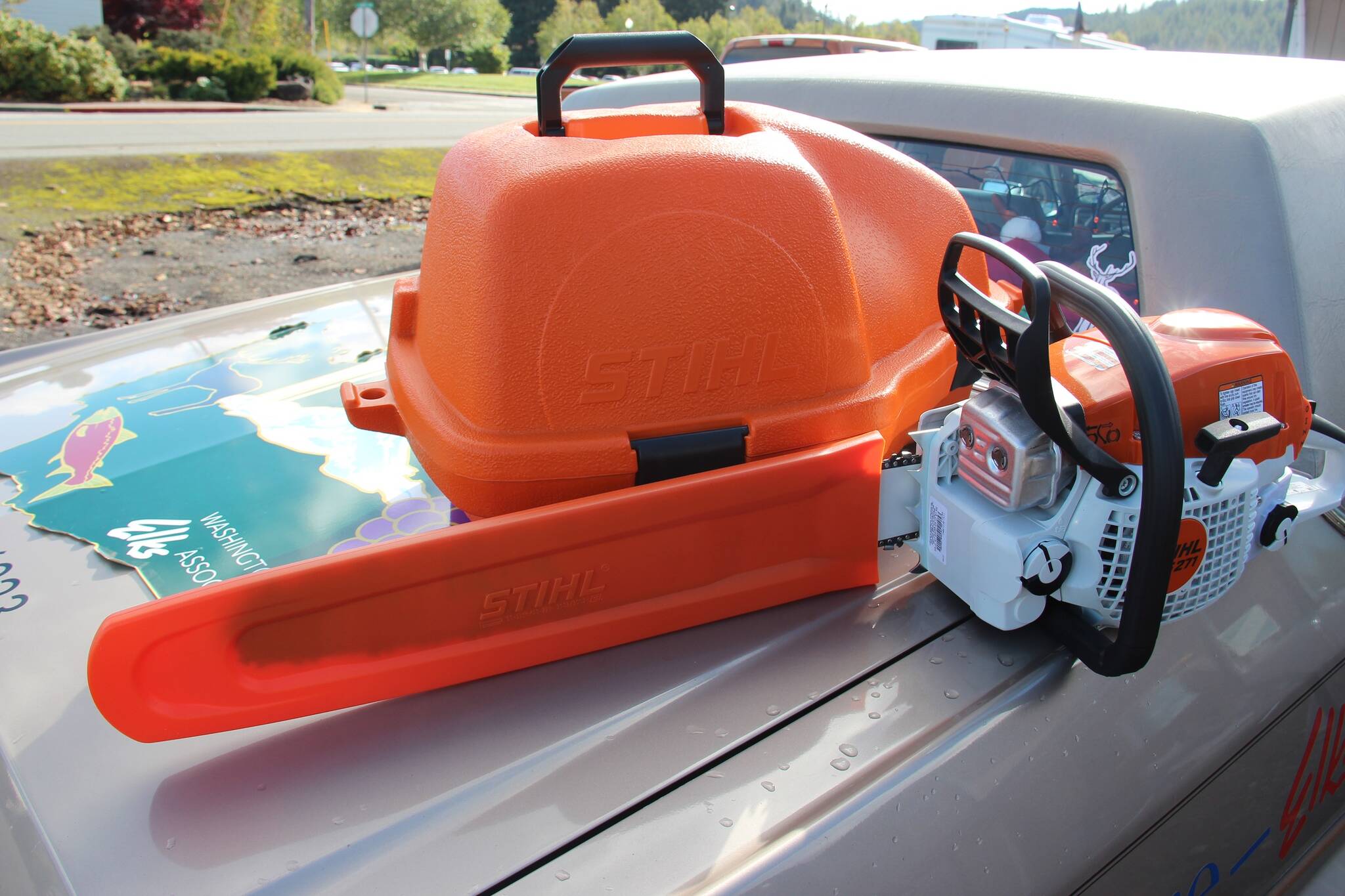 Your favorite raffle ticket seller Bill Plumley is out and about selling tickets for a Stihl MS 271 Farm Boss chainsaw. The fundraiser supports Clallam Bay-Sekiu Lions activities. Tickets are $10 each and the drawing will be held on Dec. 6 at the Sekiu Community Center. Photo Christi Baron