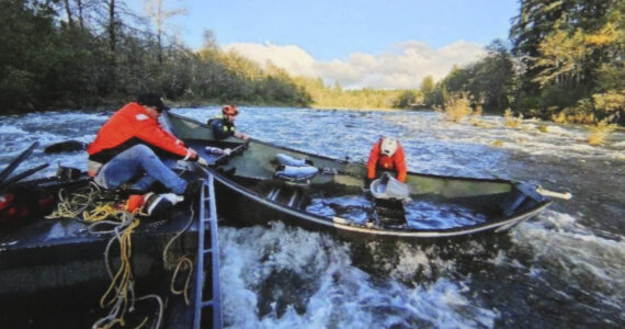 Earlier last month, a Quileute Natural Resources jet boat crew sprang into action after an emergency call involving a drift boat stranded in swift waters. Dustin Larkin and Tony Foster, piloted their boat to the scene, where they found three fishermen in need of assistance. The duo worked swiftly to bring all three men safely ashore.
Once the fishermen were safe, Larkin and Foster turned their attention to the stranded boat, teaming up with the Clallam County Fire Protection District #1 Swift Water Rescue Team. Together, they worked to save the boat. Their coordinated efforts turned a potential disaster into a successful rescue. Submitted photo