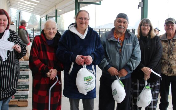 West End Business and Professional Association held its first Turkey Drawing of the season last Saturday. Winners of Turkeys were Wendy Witherspoon, Lori Christenson, and Zeke Ward. Sully’s donated three gift certificates and they were won by Larissa Hyden, Jerri Witherspoon, and Tom Sewid. Pictured are Larissa, Wendy, Lori, Zeke, Kerri, and Tom. Ask for blue tickets when you shop locally and bring them to the drawings outside Outfitters on Saturdays through December 21. Photo Christi Baron