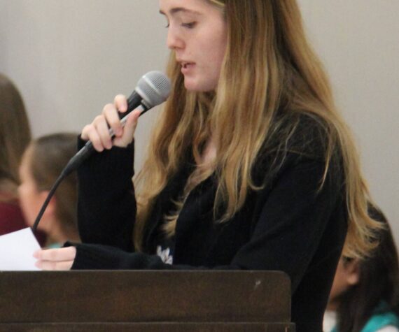 Aliya Gillett was the Master of Ceremonies for the annual School Veterans Assembly.