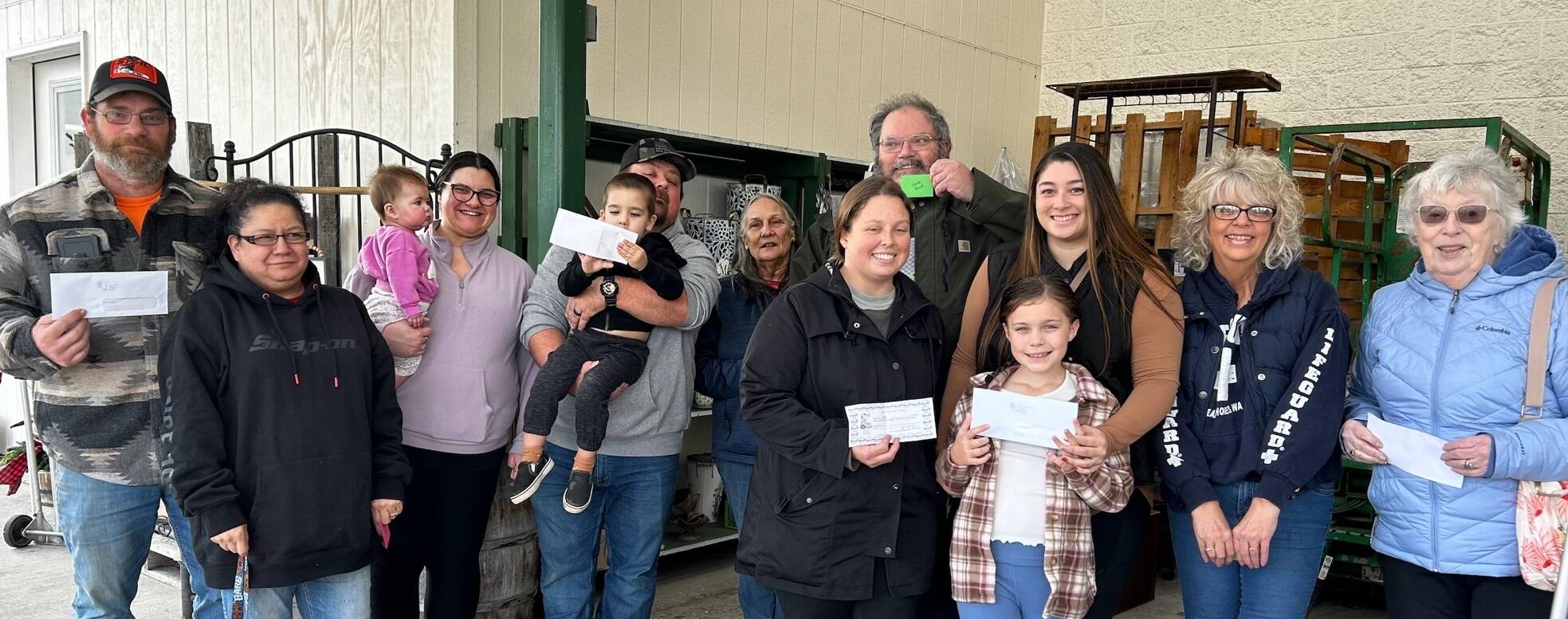 The first WEBPA Santa Bucks drawing was held on Saturday, Nov. 30 outside Forks Outfitters. Willa Bouck won $50 in Santa Bucks, and Charles Anderson and Sassy Leons each won $25 in Santa Bucks. Winners of Outfitters gift cards were Edward Stringer, Shelli Leons, and Maria Artea; winners of Sully’s gift certificates were Sarah Warner, Christa Baker, and Barbara Graham. Photo Robyn Wright