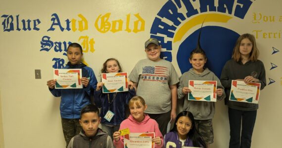 These students earned the Character Strong Responsibility Award in October. Students were chosen by Forks Middle School faculty for demonstrating responsibility by taking action and following through. They understand the impact of their choices and decisions.
Kudos to them and their families for being exemplary students at Forks Middle School. Students are: Back Row- Abedain Pablo Mendoza, Grace Hammer, Joey Sorensen, Tommy Sorensen; Front Row: Kendry Ensastegui, Alexandria Lopez, Liliana Lopez Calmo.