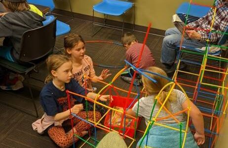 Children build with straw connectors. | Submitted photos