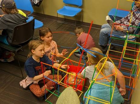 Children build with straw connectors. | Submitted photos