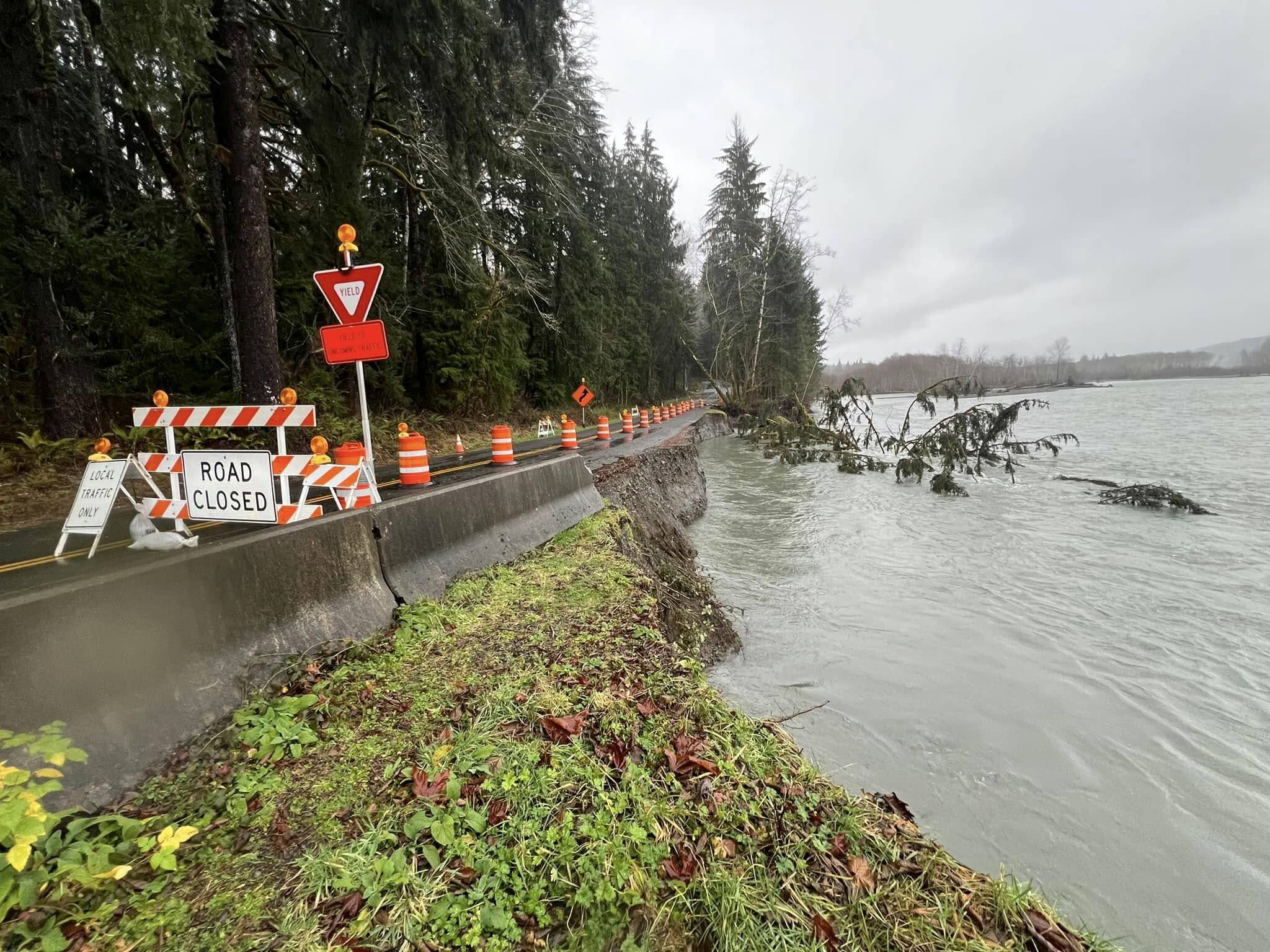 The Upper Hoh Road is closed at milepost 9.7 after heavier flows eroded pavement. Photo Terry Breedlove