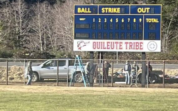 Photos Starla Daman
Two scoreboards were recently installed at the Fred Orr Ball fields in Beaver, committee member Starla Daman shared the following on social media, “On behalf of the Fred Orr Memorial Baseball Field Committee we would like to thank the Quileute Tribe for the donation of the amazing scoreboards! We would also like to thank the Forks Lions Club for the hours of work to complete the installation.”
She also thanked an unnamed community member who ‘made a substantial donation’ to the installation activity.