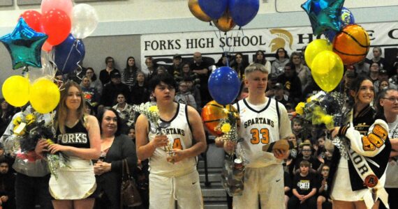 Seniors from left Jaiden Hoban, David Ward, Ayden Johnson, and Aliyah Gillett were among those honored during senior Night.