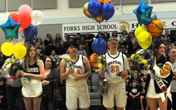 Seniors from left Jaiden Hoban, David Ward, Ayden Johnson, and Aliyah Gillett were among those honored during senior Night.