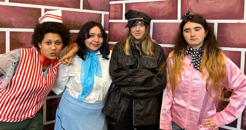 Photo courtesy of Kat Gingrich
Cast members Donald (Destiny Wallace), Gracie (Sabrina McCommon), Sinbad (Annika Leverington), and Muffin (Isabella Hayworth).