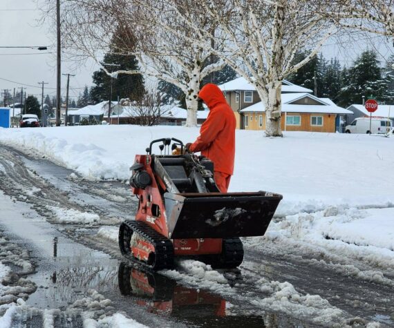 <p>Submitted photo</p>
                                <p>City of Forks Public Works crew members kept sidewalks clear using some new equipment.</p>