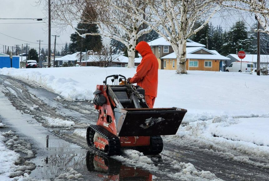 <p>Submitted photo</p>
                                <p>City of Forks Public Works crew members kept sidewalks clear using some new equipment.</p>