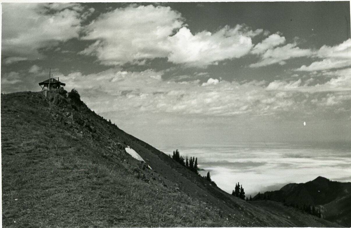 Submitted photo
Hurricane Hill Lookout cabin photo by Herb Crisler, 1940s, courtesy of Olympic National Park and featured in Romer’s book. The building was removed in 1960.